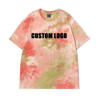 China Factory Wholesale Breathable In-Stock Woman Oversized T-shirt Printed Cotton Plus Size Tie Dye T Shirt With Custom Logo for sale