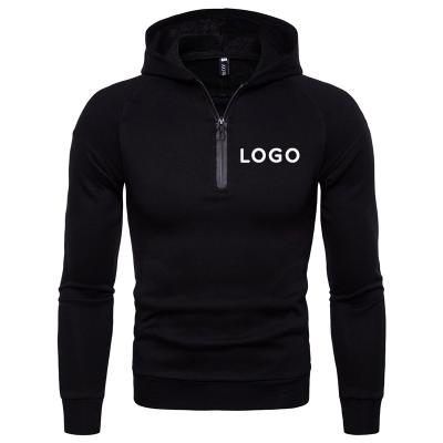 China Anti-wrinkle In-stock 1/4 Zip Men French Hoodie Pullover Sweatshirt Custom Logo Embroidery Hoodie Terry Logo for sale