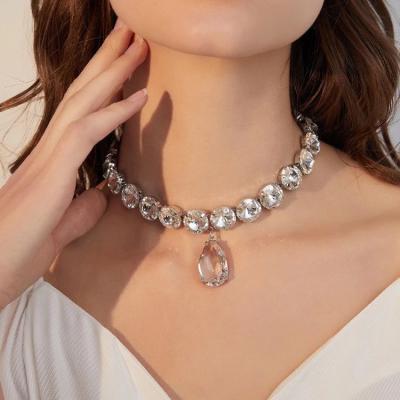 China Zircon necklace choker clavicle chain fashion temperament romantic exaggerated transparent crystal necklace for sale