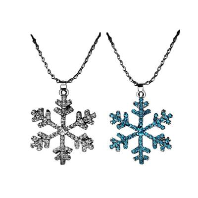 China Romantic Snowflake Necklace Blue Nickel Alloy Diamond Pendant Hanging Necklace Jewelry for sale