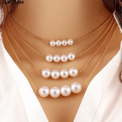 China Metal FASHIONABLE Multilayer Waist Explosion Trend Pearl Necklace Jewelry Double Sided Clavicle Chain for sale