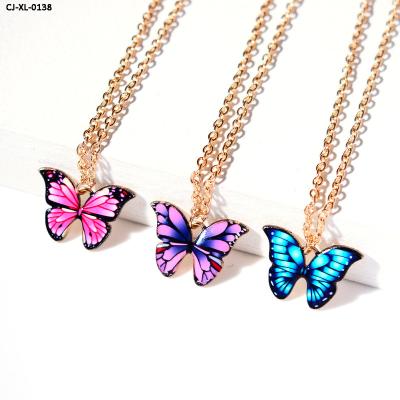 China Retro Trendy Butterfly Necklace Fashion Insect Alloy Clavicle Drip Drip Chain Multicolor for sale