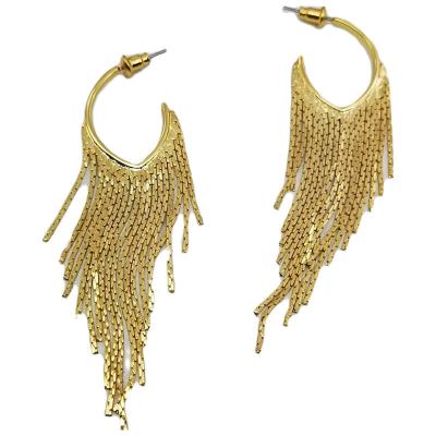 China FASHIONABLE Women's Super Fairy Temperament Fashion Gold Tassel Long Earrings Jewelry for sale