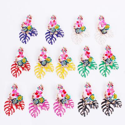 China Romantic hot personality alloy street style shooting INS fashion leaf flower minimalistic earrings for sale