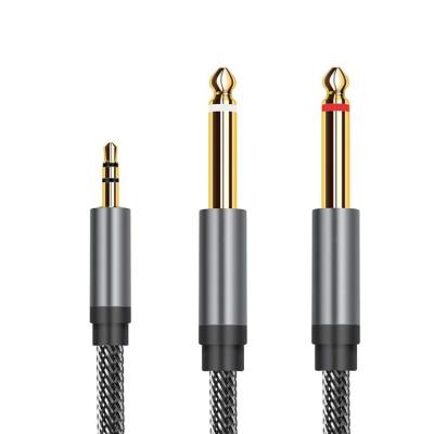 China New Arrival Car Stereo Dual Head 3.5mm Jack Audio Cable For Smart Male 6.35mm Mobile Phone à venda