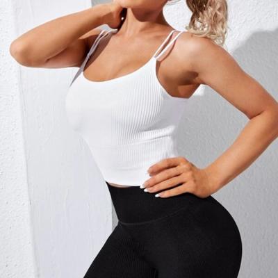 China Ladies U QUICK DRY Sexy Neck Straps Camis Women Summer Double Cropped Vest Hot Women's White Ribbed Camisole for sale