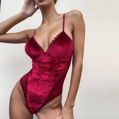 China New Design Winter Velvet Onesie Ladies Velvet Bodysuit Sexy Lingeries Bodysuits Women Comfortable Flexible One Piece Wireless Lingerie for sale