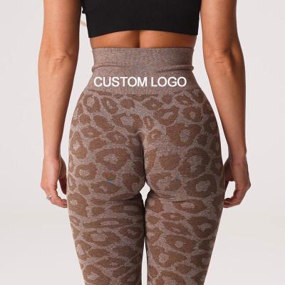 China Wholesale Breathable Women Fitness Workout Tights Leopard Gym Gaiters High Waist Butt Lifting Lady Seamless Yoga Pants Sportswear Leggings for sale