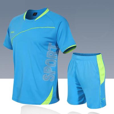 China Wholesale Breathable Men's Quick Dry Suit Training Short Sleeve Football Soccer Jersey Shirt T-shirts And Shorts Mens Soccer Clothes Sets for sale