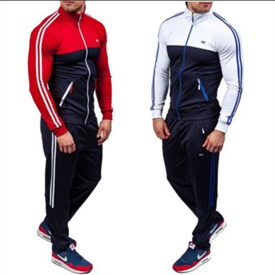 China Breathable In Long Sleeve Running Tracksuits Male Man Jogging Sets 2 Piece Stand-up Collar Sports Outwear Jacket Running Pants With Pocket for sale