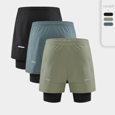 China Hot Sales QUICK DRY Mens Joggers 2 in1 Sports Shorts Basketball Fitness Wear Plain Sweat Shorts Wholesale Breathable Pocket Men Shorts for sale