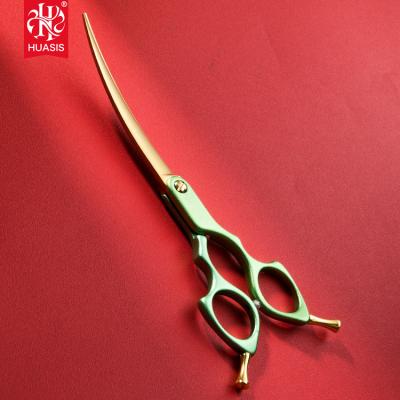 China HUASIS Viable Professional Hair Scissors Dog Grooming Curved Scissors for sale