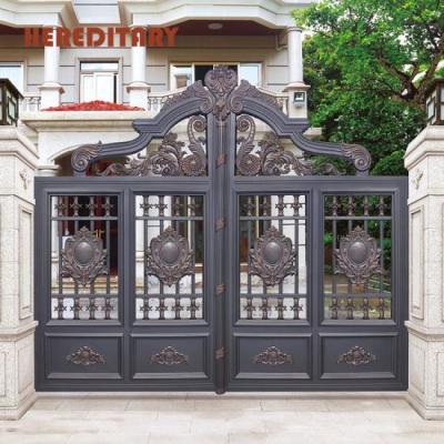 China Contemporary Aluminum Courtyard Community Sliding Door Villa Gate Village Gate Art Metal Security Double Open Door for sale