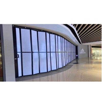 China Contemporary Cheap Automatic Transparent Exterior Crystal Grills Door Aluminum Store Folding Door for sale