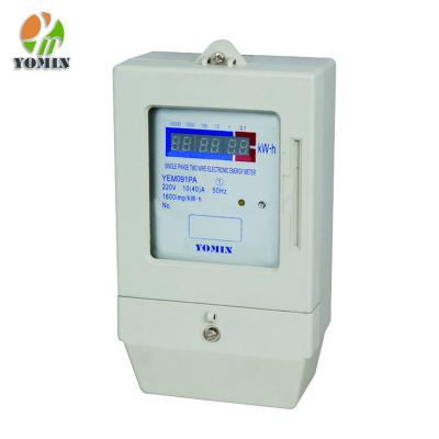 China Single Phase Digital Electronic Prepaid Watt Hour Meter With LED Display YEM091PA for sale