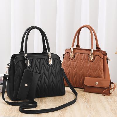 China Waterproof 2022 Fashion PU Girls Shoulder Leather Lady Bags Wholesale Hot Sale Large Capacity Messenger Clips Tote Handbags For Women for sale