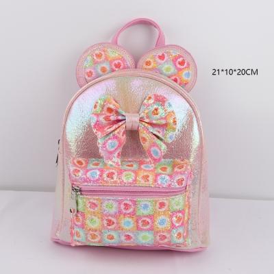 China Cute Cheap Wholesale Anti-theft Mini Backpack Fashion Glitter Women Bow Girls Sequins School Backpacks for sale