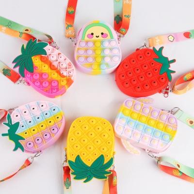 China 2021 high quality wholesale new arrival cute cartoon silicone children shoulder bag silicone toy push pop it invent purse girls handbags for sale