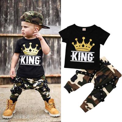 China Casual Factory In New Design Summer Running Kids Camouflage Clothes Short Sleeve Clothing Sets For Boy 0-5yrs Old for sale