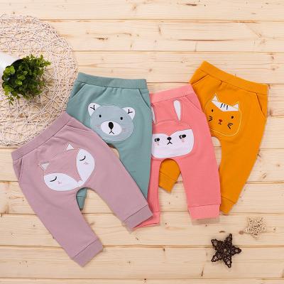 China Anti-pilling Lovely XL110 Baby Summer Cotton Infant Animal Printing Long Pants 4colors Available for sale