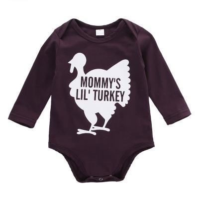 China New Arrival Eco-friendly Kid's Clothing Romper GH082A Long Sleeve Turkey Print Baby Romper for sale