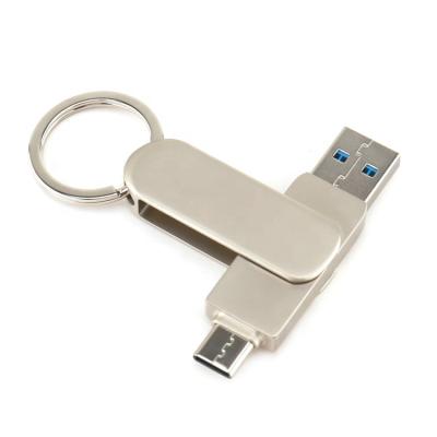 China Promotional Custom Type C 32GB 64GB OTG USB Metal Logo Metal Swivel USB 3.0 Flash Drive for sale