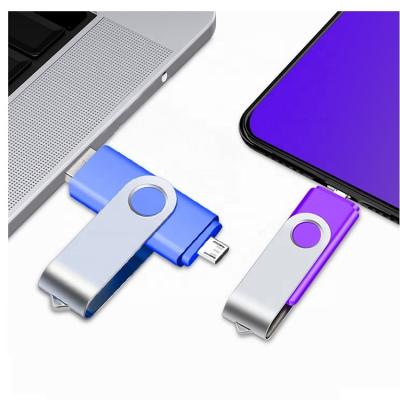 China Plastic Logo Metal Swivel Dual USB OTG 2.0 Android Mobile Phone 8GB 16GB USB High Quality Free Flash Drive for sale