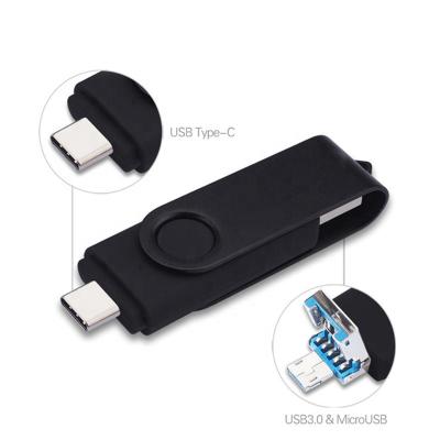 China Plastic 8gb 16gb 32gb 64gb 128gb 3in OTG Swivel USB Flash Drive For Android Laser Printing Custom Logo Free for sale