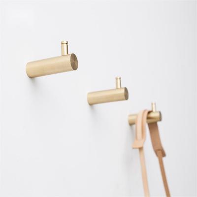 China Viable Brushed Gold Towel Robe Hooks , Bathroom Hardware Accessories Solid Brass Coat Hooks Wall Mounted for sale