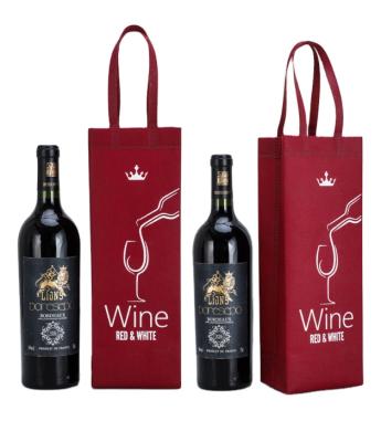 China Recyclable Non-woven Wine Bag Thickened Gift Packaging Bag Simple Double Hand Wine Carrying General Tote Bag for sale