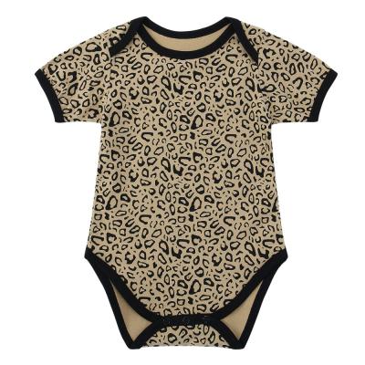 China Eco-friendly cotton 2021 newborn baby girls boys jumpsuit clothes rompers sets baby pajamas sets leopard print for sale