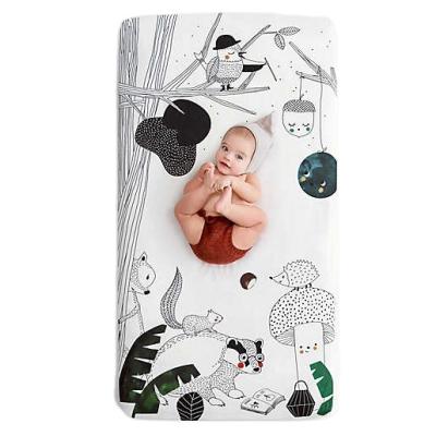 China PORTABLE Organic Baby Fitted Reactive Print Cotton Muslin Crib Sheet Bamboo Baby Pad Cover Changing Game N Sheet for sale