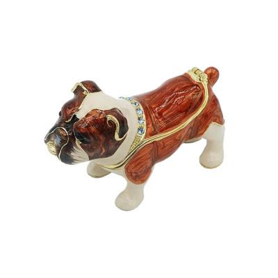 China Box For Small Bulldog Jewelry Dog Jewelry Box Custom Animal Metal Handpaint Enamel Personalized Gift Small Collectable for sale