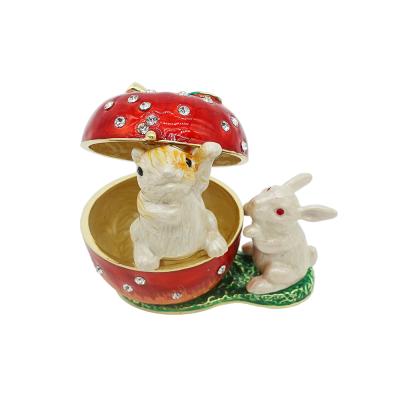 China Box for jewelry exported good quality metal apple rabbit shape exquisite trinket box for sale