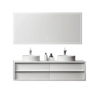 China Modern Modern Bathroom Double Sink Bathroom Sink Cabinet Sets Bathroom Vanity With Led Mirror for sale