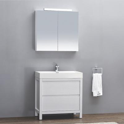 China Wholesale White Solid Wood Modern American Style Bathroom Furniture, Bathroom Vanity, Bathroom Mirrored Cabinet for sale