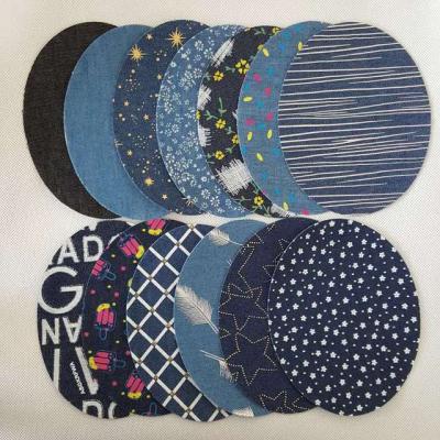 China Cheap price fashion embriodery patch for clothes denim knee patch fabric elbow sticker elbow sticker denim printed DIY adhesive for sale