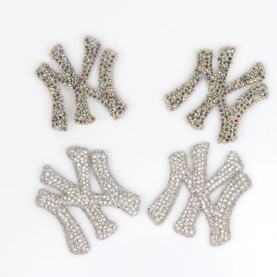 China Cheap price fashion embriodery patch for clothes trend clothing accessories three-dimensional creative thermal transfer hot rhinestone label label rhinestone patch for sale