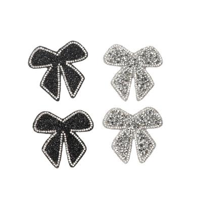 China Cheap Price Fashion Embriodery Patch For New Bowknot Clothing Stickers Hair Accessories Patches Rhinestones Hot Melt Adhesive Net for sale