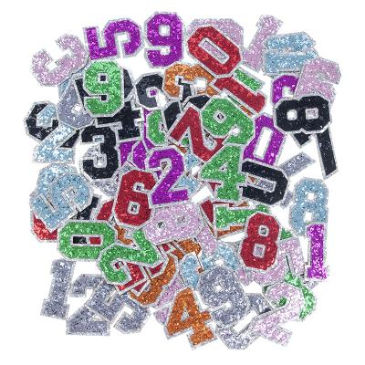 China Cheap price fashion embriodery patch for clothes Arabic numerals English alphabet sequin patch colorful sequin embroidery for sale