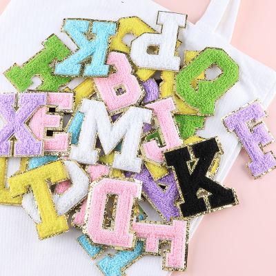 China 3D computer embroidery label towel embroidery English letter patch clothing accessories badge sticker for sale