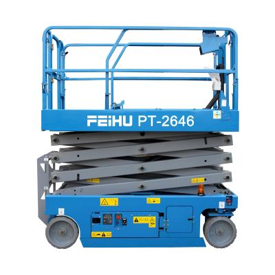 China Building Material Shops 10m SCISSOR LIFT HYDRAULIC LIFT ELECTRIC SELF-PROPELLED LIFT for sale