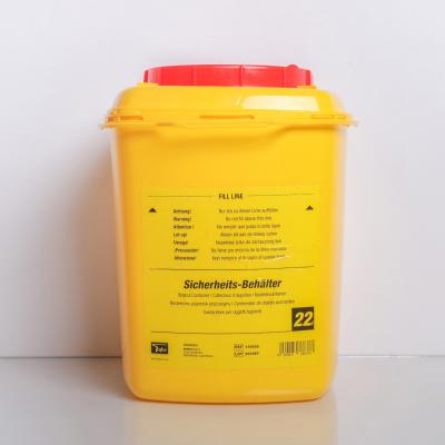 China 22l Yellow Hospital PP Plastic Medical Waste Container OEM Eco-friendly Puncture Resistant For Biohazard Disposal for sale