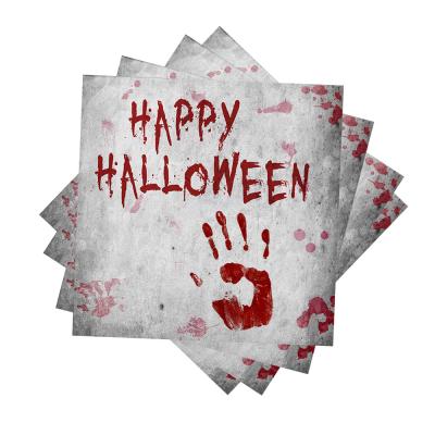 China 171pcs Blood Handprint Contemporary Paper Cups Plate Table Flags Blood Thriller Halloween Party Supplies Decorative Tableware Set for sale