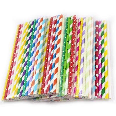 China Disposable Biodegradable Different Colors Strip Paper Disposable Drinking Straw for sale