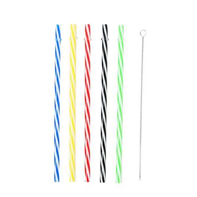 China Reusable Hard Disposable Colorful Plastic Loop Wire Stripe Stripe Drinking Straws PETG for sale