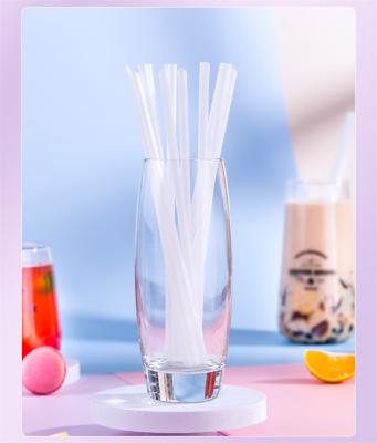 China Plain Paper 12*190mm Disposable PLA Milk Tea Straw Packaging White Polylactic Acid Degradable Degradable Straw for sale