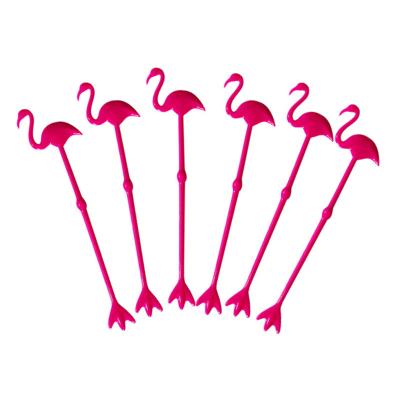 China Creative Plastic Food Grade Disposable Flamingo Environmental Protection Coffee Blender Milk Tea Stirrer Spoon for sale