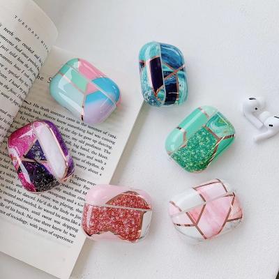 China Fashion Design Stylish Glossy Geometry TPU Protective Case Marble Soft Cover For Airpods Pro for sale