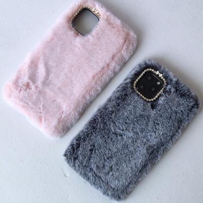 China Women Winter Warm Luxury Animal Fur Fuzzy Phone Cases For iphone 11 for sale